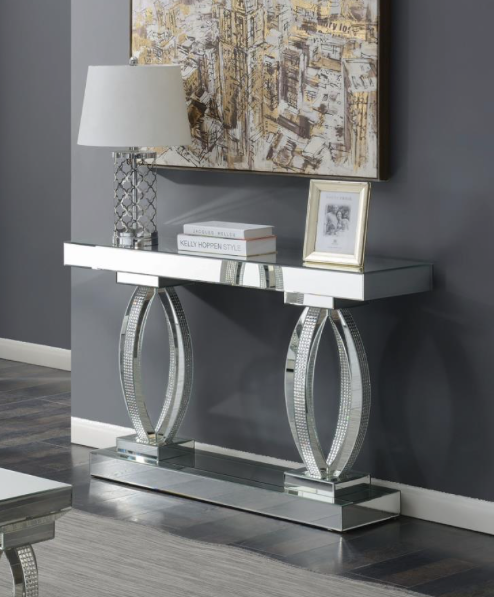 Avonlea Square Coffee Table With Lower Shelf Clear Mirror.