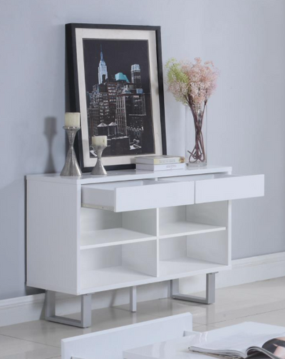 Coffee Table High Glossy White 2-Drawer