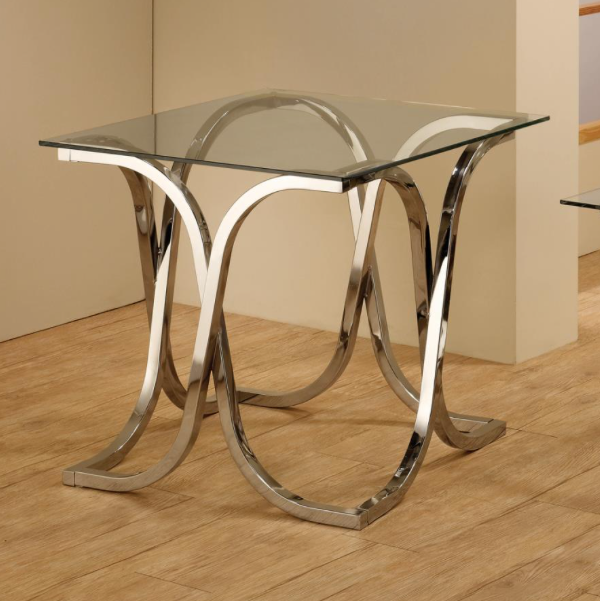 Curved X-Shaped Coffee Table Nickel And Clear