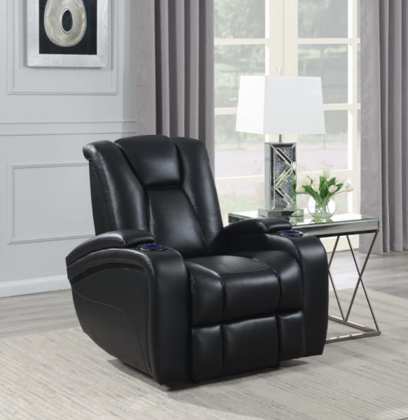 Delange Power Sofa With Headrests Black