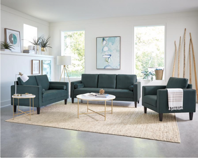 Gulfdale 3-Piece Cushion Back Upholstered Living Room Set Dark Teal