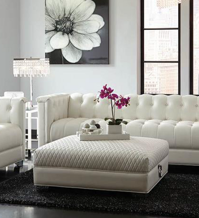 Chaviano Tufted Upholstered Pearl White. 3 PC SET