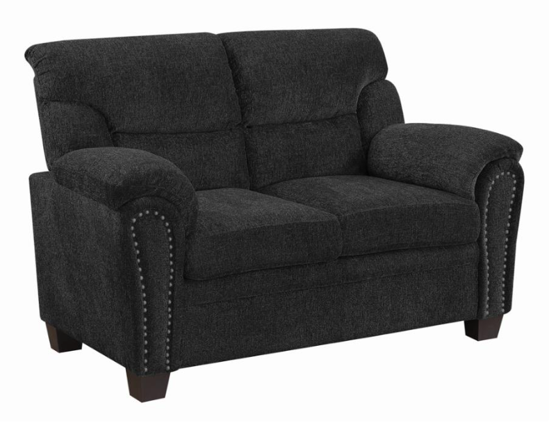 Clemintine Upholstered Sofa With Nailhead Trim Graphite