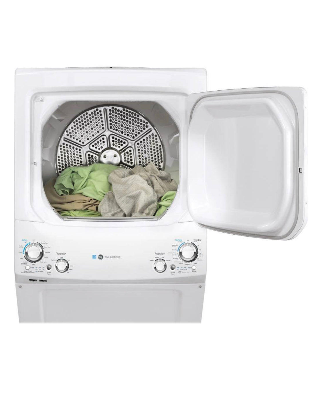 GE - 3.9 Cu. Ft. Top Load Washer and 5.5 Cu. Ft. Electric Dryer Laundry Center - White