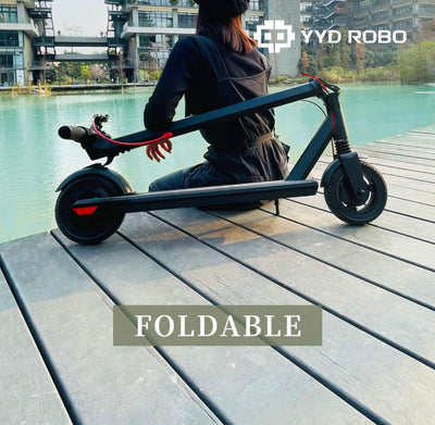 YYD ROBO Electric Kick Scooter for Adults - 350W Brushless Motor Max Speed 18.64mph,Max Load 264lbs One-Step Fold for Commute and Travel