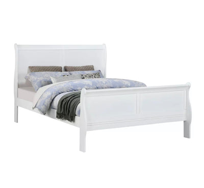 Louis Philippe Queen Sleigh Panel Bed White