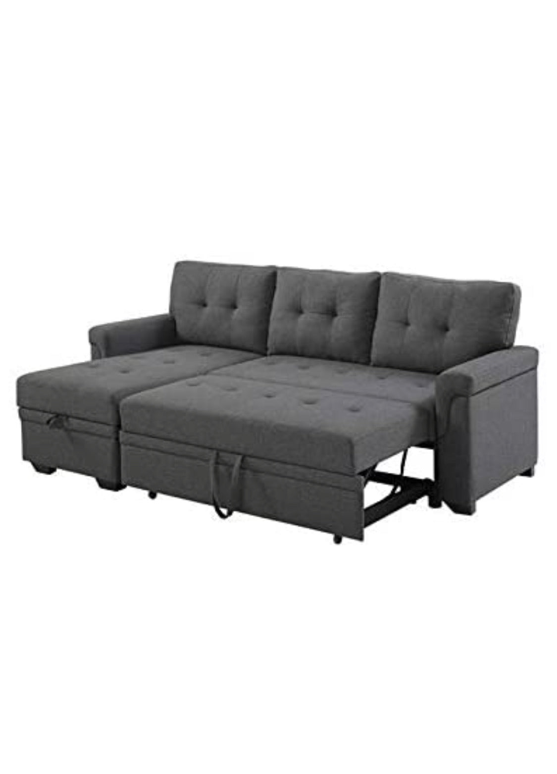 Lilola Home Lucca Linen Reversible Sleeper Sectional Sofa Steel Gray