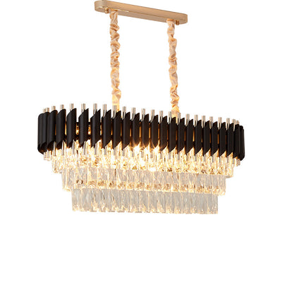 Rectangle Crystal Chandelier Luxury Black Pendant Lamp