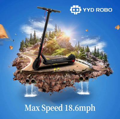 YYD ROBO Electric Kick Scooter for Adults - 350W Brushless Motor Max Speed 18.64mph,Max Load 264lbs One-Step Fold for Commute and Travel
